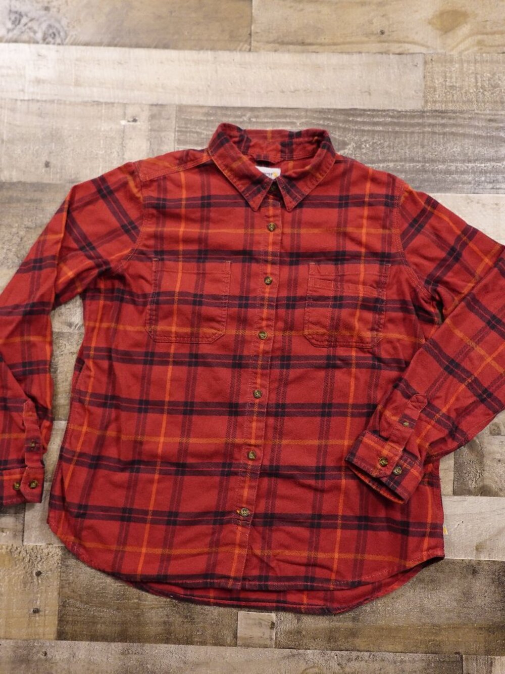 Carhartt Plaid Flannel Shirt Women’s XL Red Outdoor Workwear